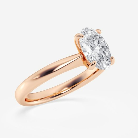 2 CTW Oval Lab Grown Diamond Petite Solitaire Engagement Ring - Picture 6 of 7